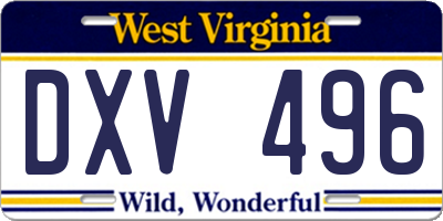 WV license plate DXV496