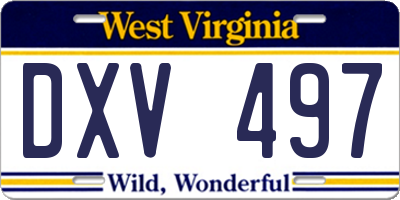 WV license plate DXV497