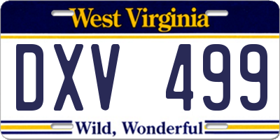 WV license plate DXV499