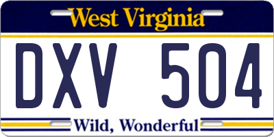 WV license plate DXV504