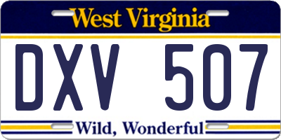 WV license plate DXV507