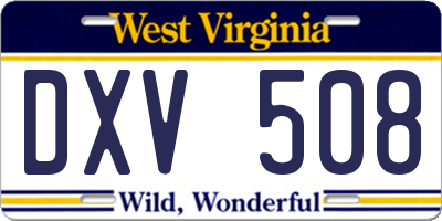 WV license plate DXV508