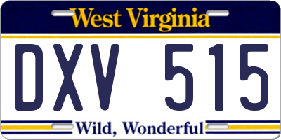 WV license plate DXV515
