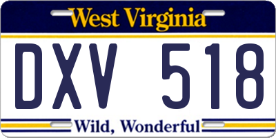WV license plate DXV518
