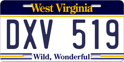 WV license plate DXV519