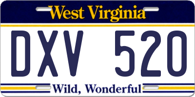 WV license plate DXV520
