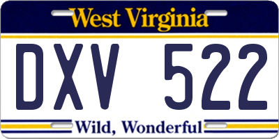 WV license plate DXV522