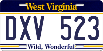 WV license plate DXV523