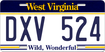 WV license plate DXV524