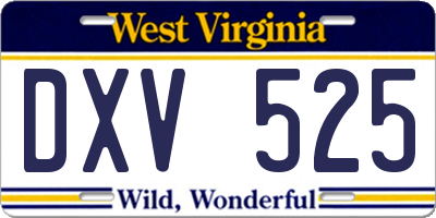 WV license plate DXV525