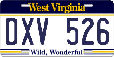 WV license plate DXV526