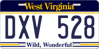 WV license plate DXV528