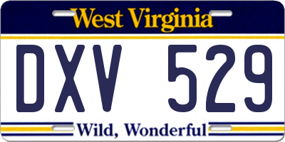 WV license plate DXV529