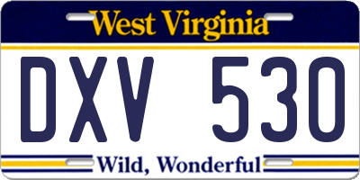 WV license plate DXV530