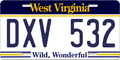 WV license plate DXV532