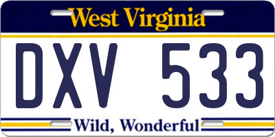 WV license plate DXV533