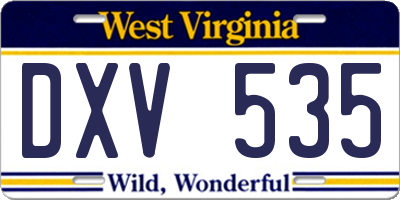 WV license plate DXV535