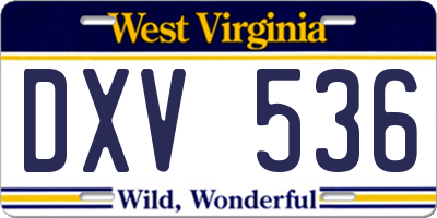 WV license plate DXV536