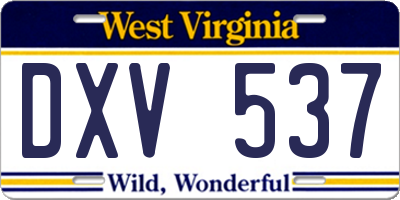WV license plate DXV537