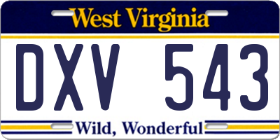 WV license plate DXV543