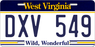 WV license plate DXV549