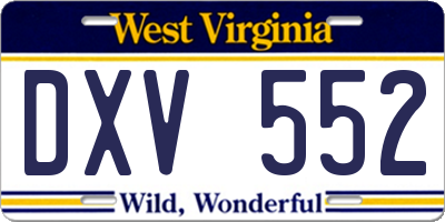 WV license plate DXV552