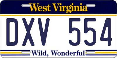 WV license plate DXV554