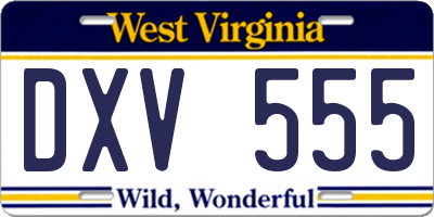 WV license plate DXV555
