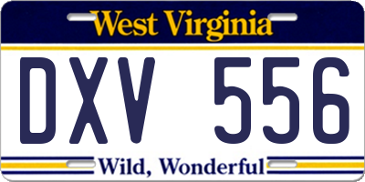 WV license plate DXV556