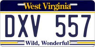 WV license plate DXV557