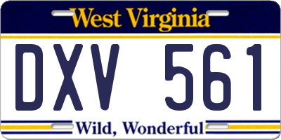 WV license plate DXV561