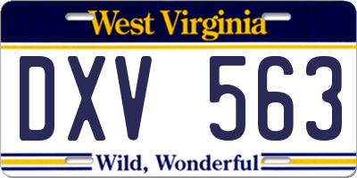 WV license plate DXV563