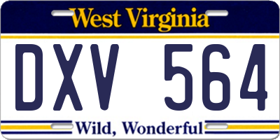 WV license plate DXV564