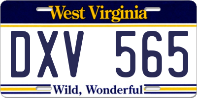 WV license plate DXV565