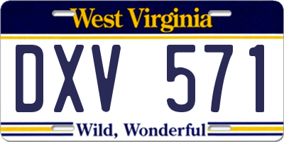 WV license plate DXV571