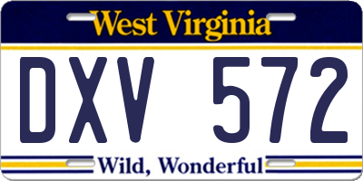 WV license plate DXV572