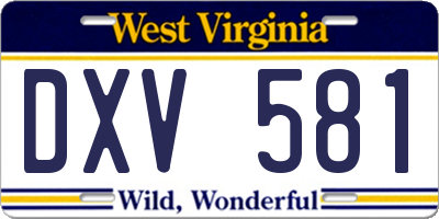 WV license plate DXV581