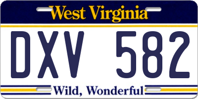 WV license plate DXV582
