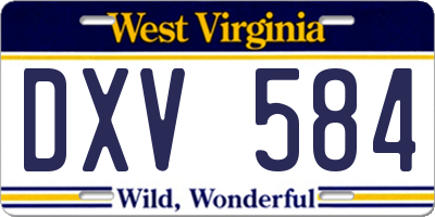 WV license plate DXV584