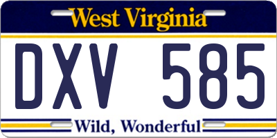 WV license plate DXV585