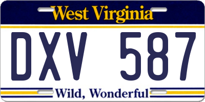 WV license plate DXV587