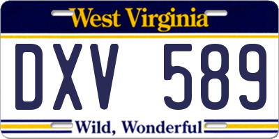 WV license plate DXV589