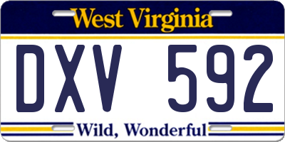 WV license plate DXV592