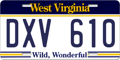 WV license plate DXV610