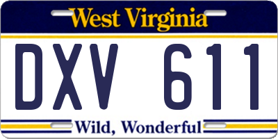 WV license plate DXV611