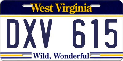 WV license plate DXV615