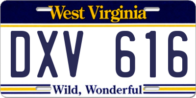 WV license plate DXV616