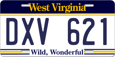 WV license plate DXV621