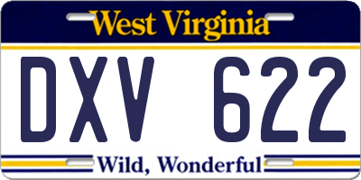 WV license plate DXV622