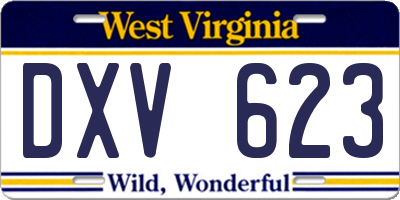 WV license plate DXV623